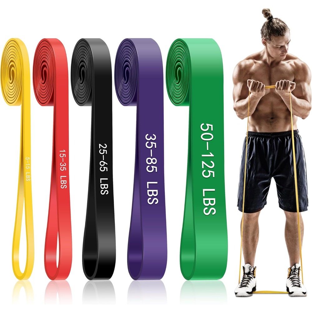 Pull Up Assist Band - สายยางยืดออกกำลังกาย 5 ระดับความต้านทาน สำหรับผู้ชายและผู้หญิง ใช้สำหรับออกกำลังกายทั้งตัว เหมาะสำหรับการฝึกซ้อมที่บ้าน