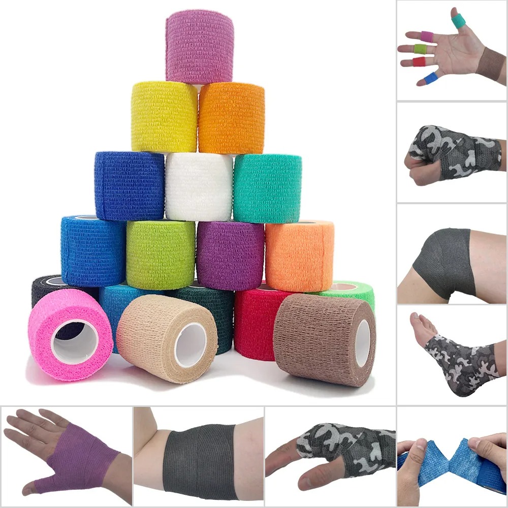 Finger Tape Athletic - 18 สีที่มีสีสันกีฬา Wrap เทปกาวผ้าพันแผลยืดหยุ่น Elastoplast กีฬา